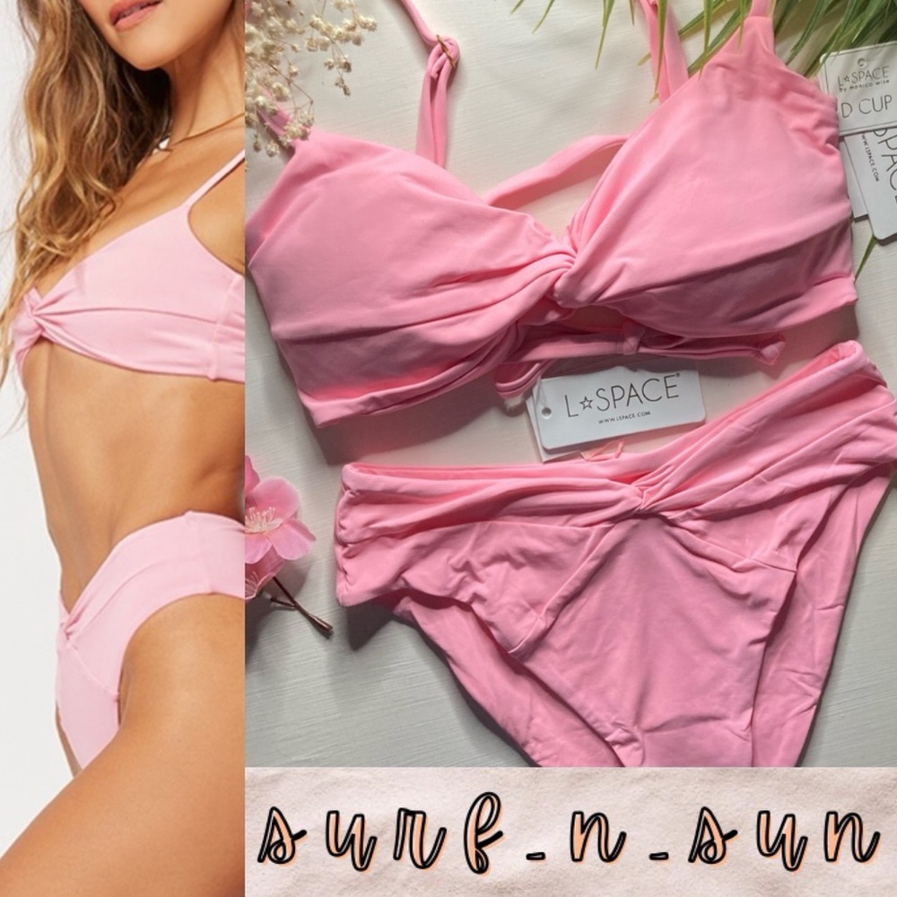 L*Space Light Pink Ringo Knotted Top | Nancy Lee Bitsy Bottom in Light Pink